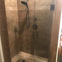 Custom walk-in shower remodel with tile and glass door - Metro East IL
